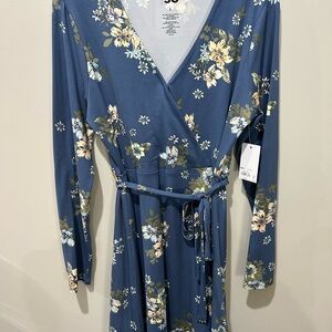 SEE DESCRIPTION: SO Blue Floral Long Sleeve Dress